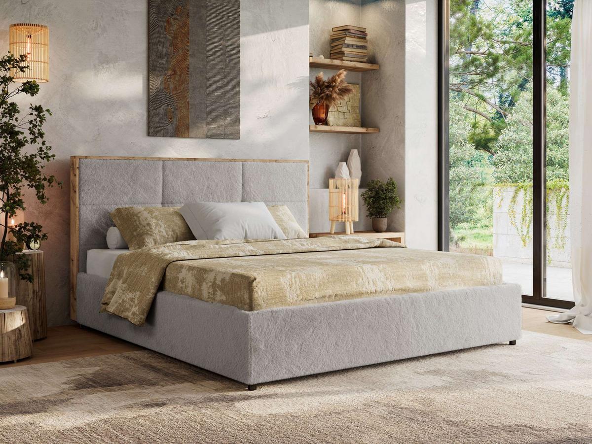 POLSTERBETT LERIO CLASSIC 140/200 - Hellgrau Plüsch - Pocket-Matratze - Hellgrau, Textil (140/200cm) - MKS