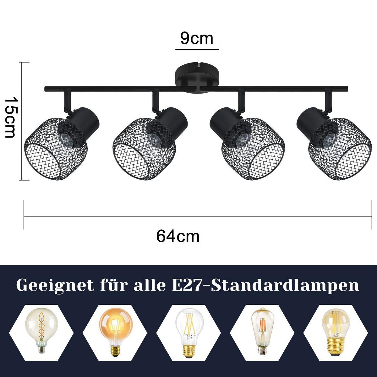 DECKENSTRAHLER Bestrafer 24/12/36cm - Schwarz, Metall (24/12/36cm) - ZMH