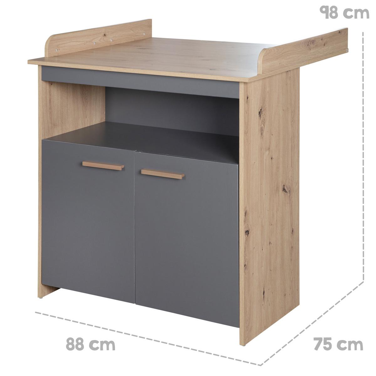 BABYMÖBEL SET Anna 2-teilig - Anthrazit/Sonoma Eiche, Holz/Holzwerkstoff (120/98/60cm) - Roba