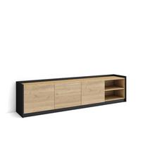 LOWBOARD, 207x37x50cm, Für TV-Geräte bis zu 80", Fernsehtisch, Eiche Schwarz - Eichefarben, Holzwerkstoff (207/50/37cm) - Skraut Home