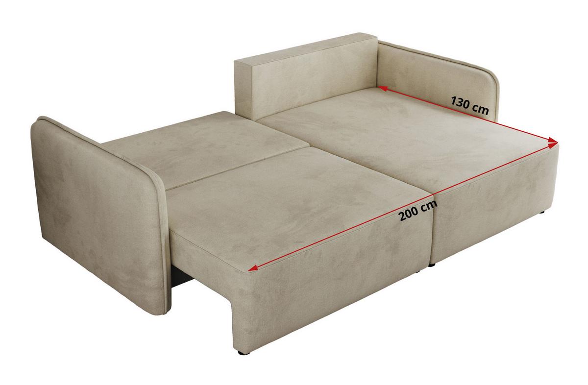 ECKSCHLAFSOFA MESTO L Beige Velvet - links - Beige/Schwarz, Kunststoff/Textil (227/147cm) - MKS