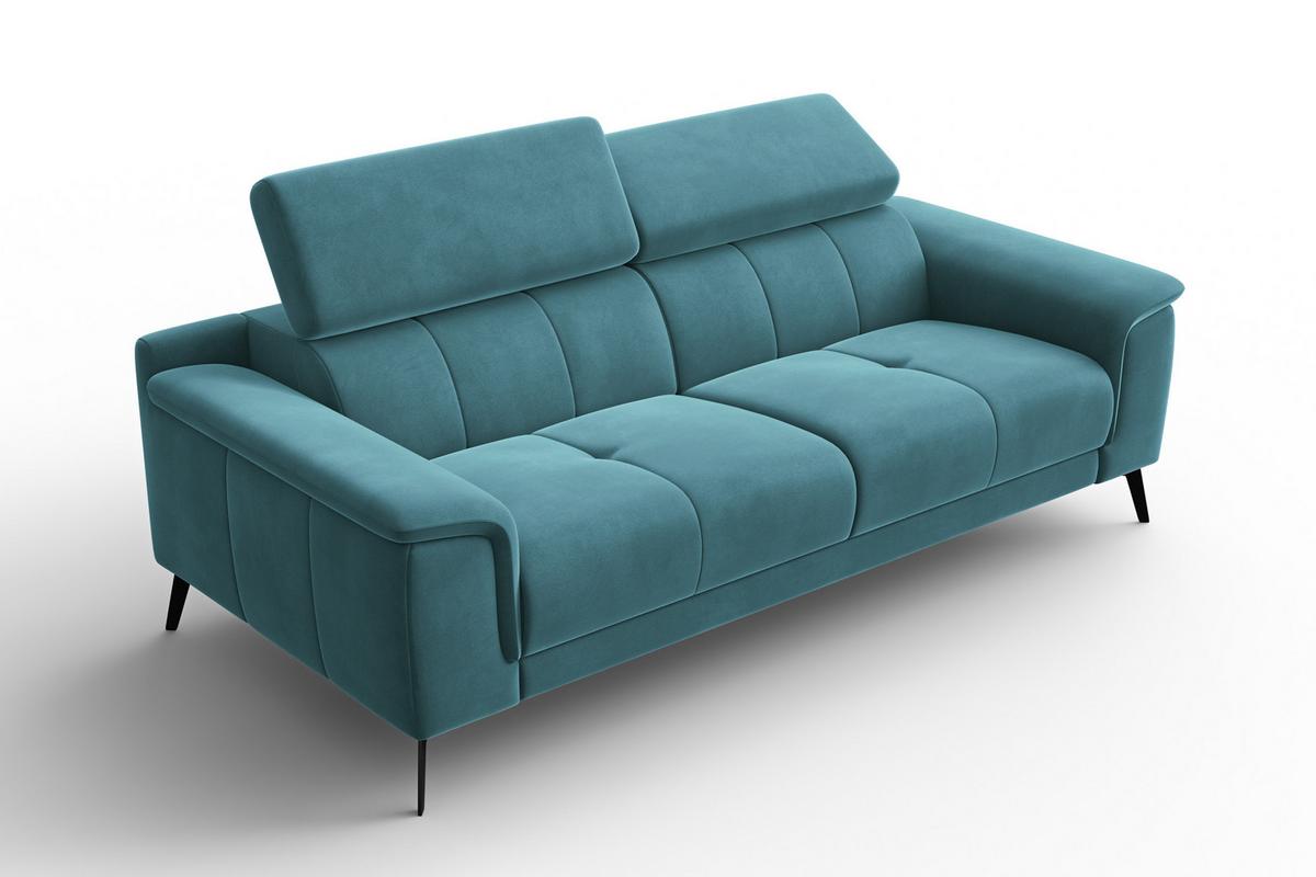 SOFA FIERO 3-Sitzer, Minter Veloursstoff - Schwarz/Mintgrün, Holz/Textil (212/82/103cm) - Courtois Laville