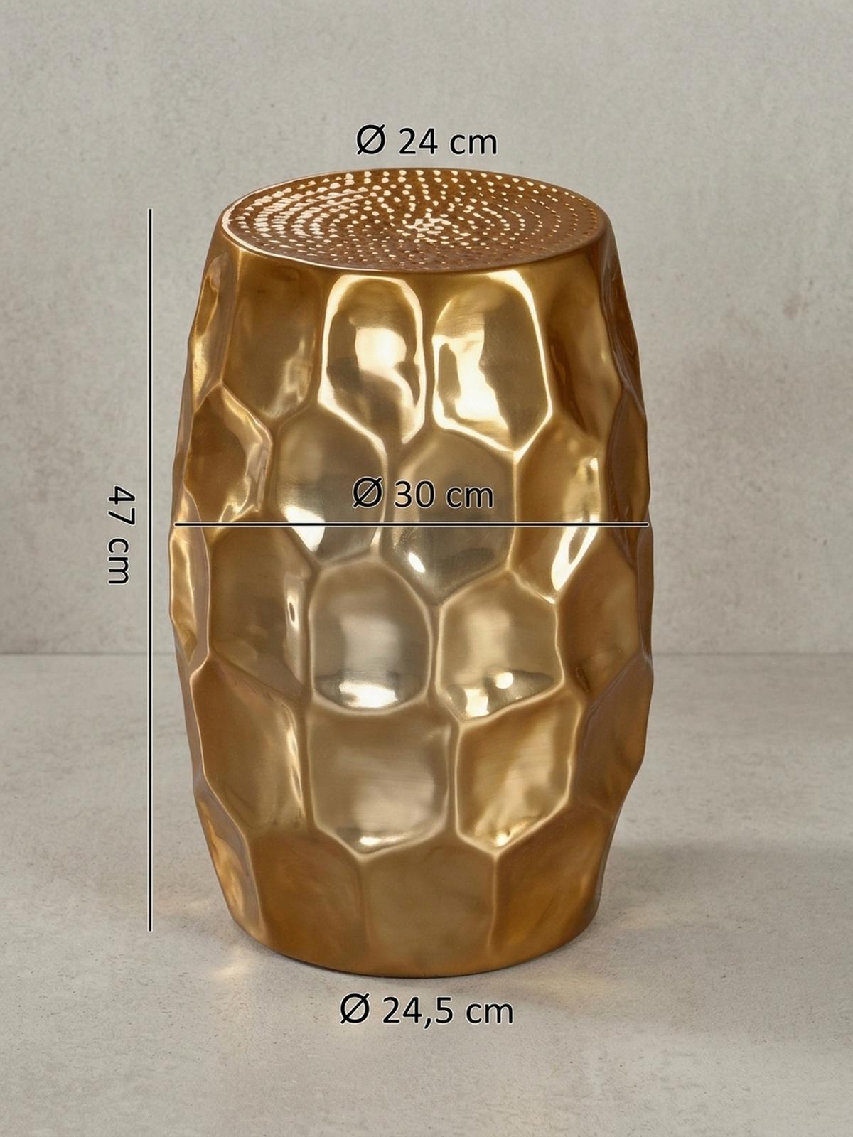 BEISTELLTISCH Aluminium Hammerschlag Pflegeleicht ENNS, Gold 30x30x47 cm - Goldfarben, Metall (30/30/47cm) - KADIMA DESIGN