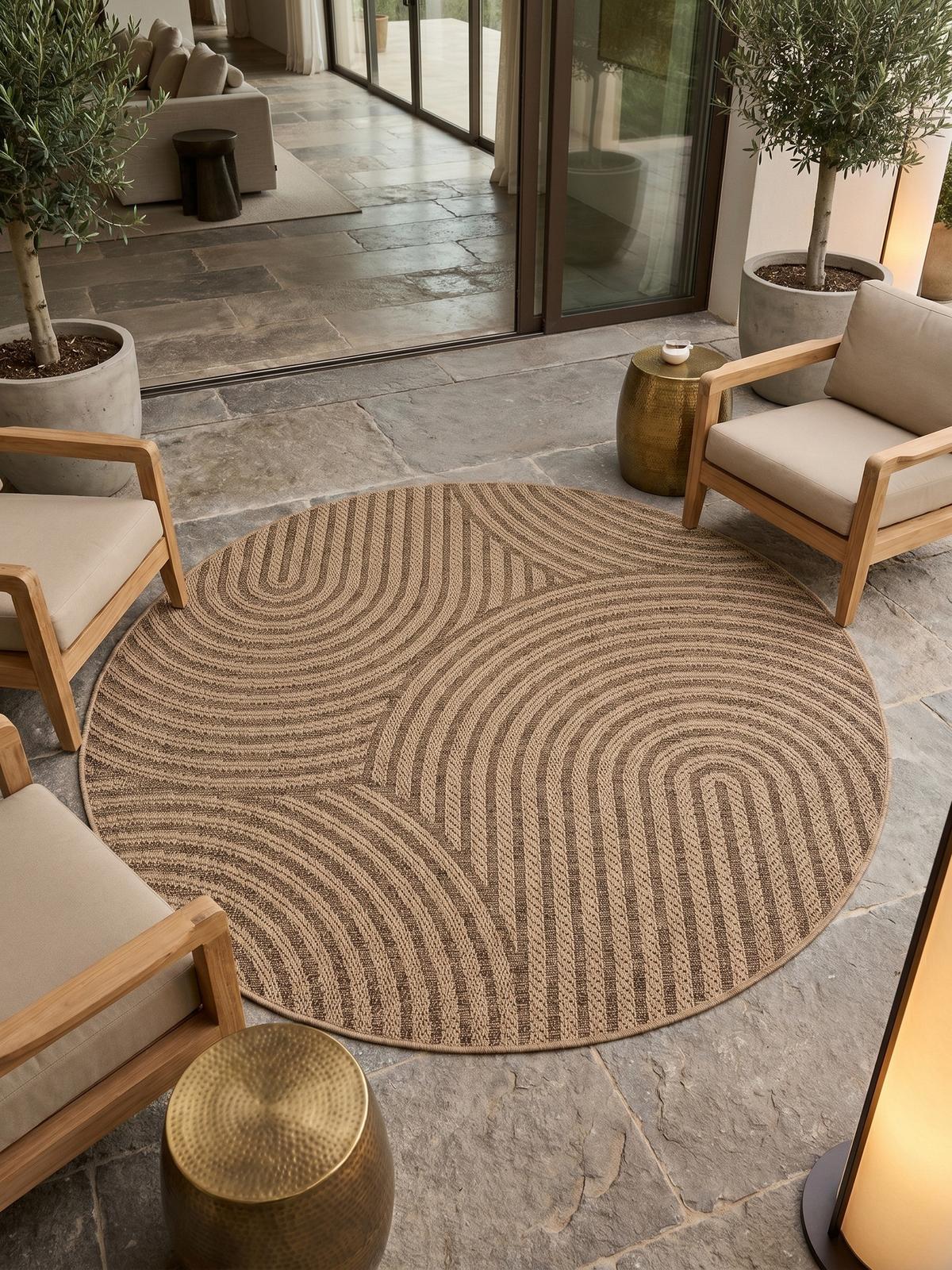 TEPPICH Outdoor ARLBERG in Beige, in Jute-Optik, Ø 160 cm - Beige, Textil (160/160cm) - KADIMA DESIGN