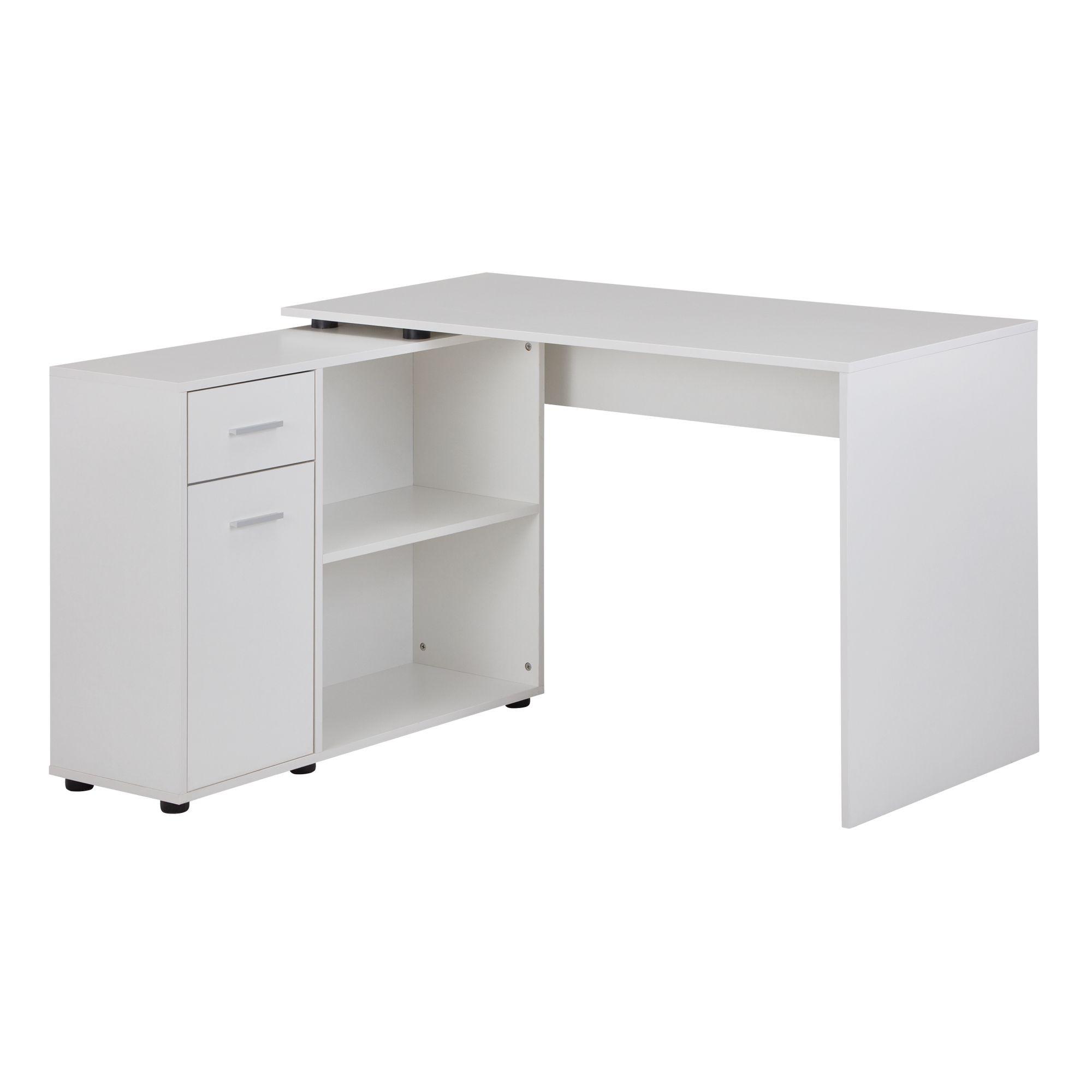 SCHREIBTISCH mit Regalplatte – flexibel aufstellbar, melaminbeschichtet, weiß, 120x107x75 cm - Weiß, Holz/Kunststoff (107/120/75cm) - KADIMA DESIGN