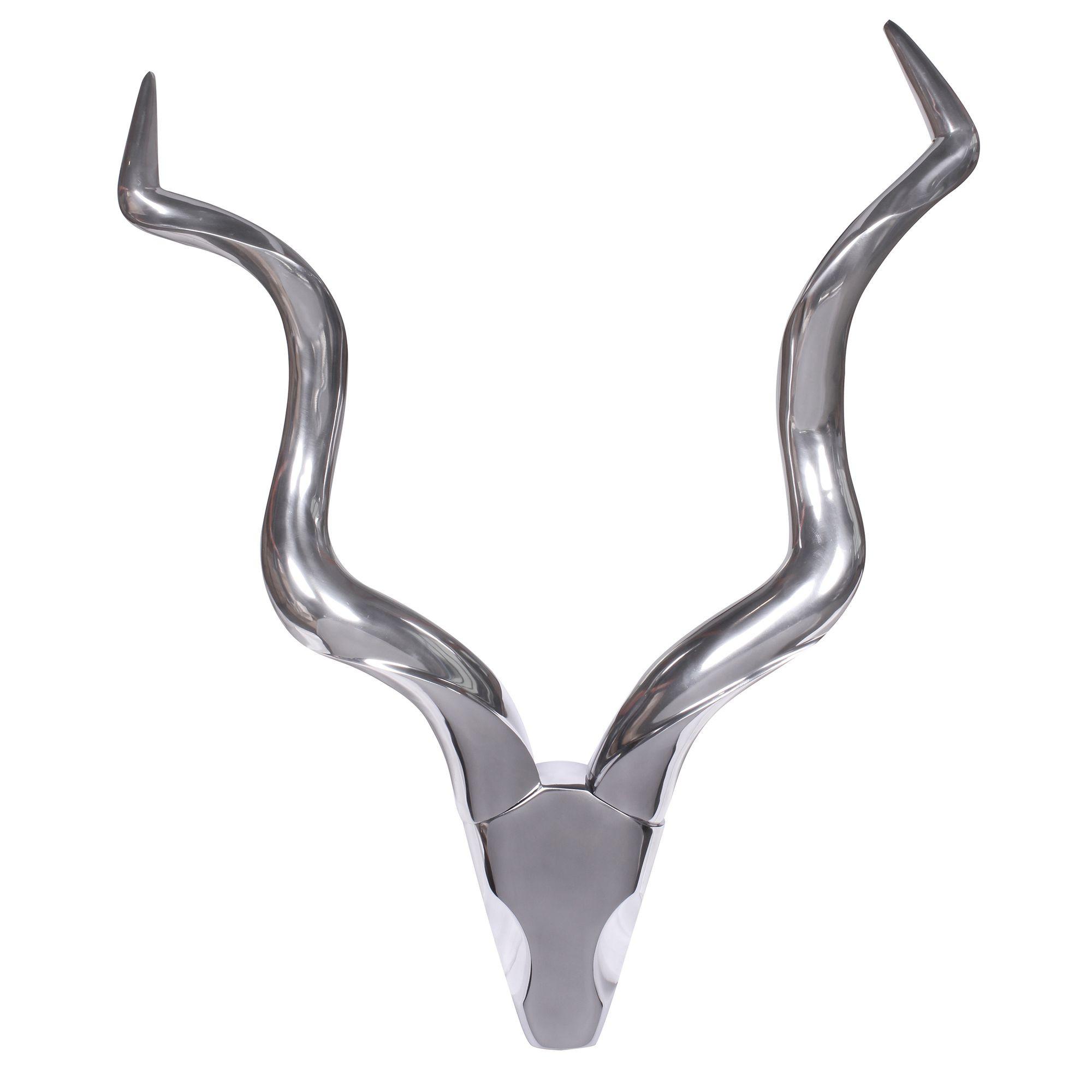 WANDDEKO Hirschgeweih Aluminium silberfarben 80 cm im Landhausstil - Silberfarben, Metall (80/110/10cm) - KADIMA DESIGN