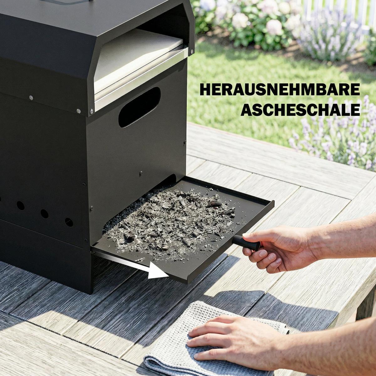 PIZZAOFEN aus Metall & Edelstahl Schwarz - Schwarz, Metall (37.5/53.5/40cm) - Outsunny