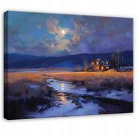 LEINWANDBILD Landschaft Natur Lila 100x70 cm - Multicolor, Holzwerkstoff (100/70cm) - Wallarena