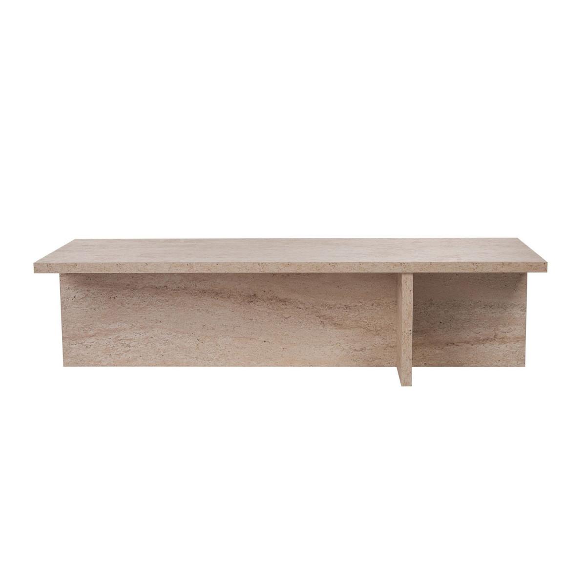 COUCHTISCH mit rechteckiger Platte und asymmetrischem Fuß L120 cm - HARBOR - Beige, Holzwerkstoff (50/45/30cm) - Calicosy