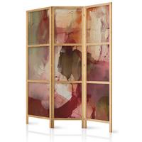 PARAVENT Japanischer 3-tlg 135x172 cm Abstraktion - Multicolor, Holz/Textil (135/172/3cm) - Muralo