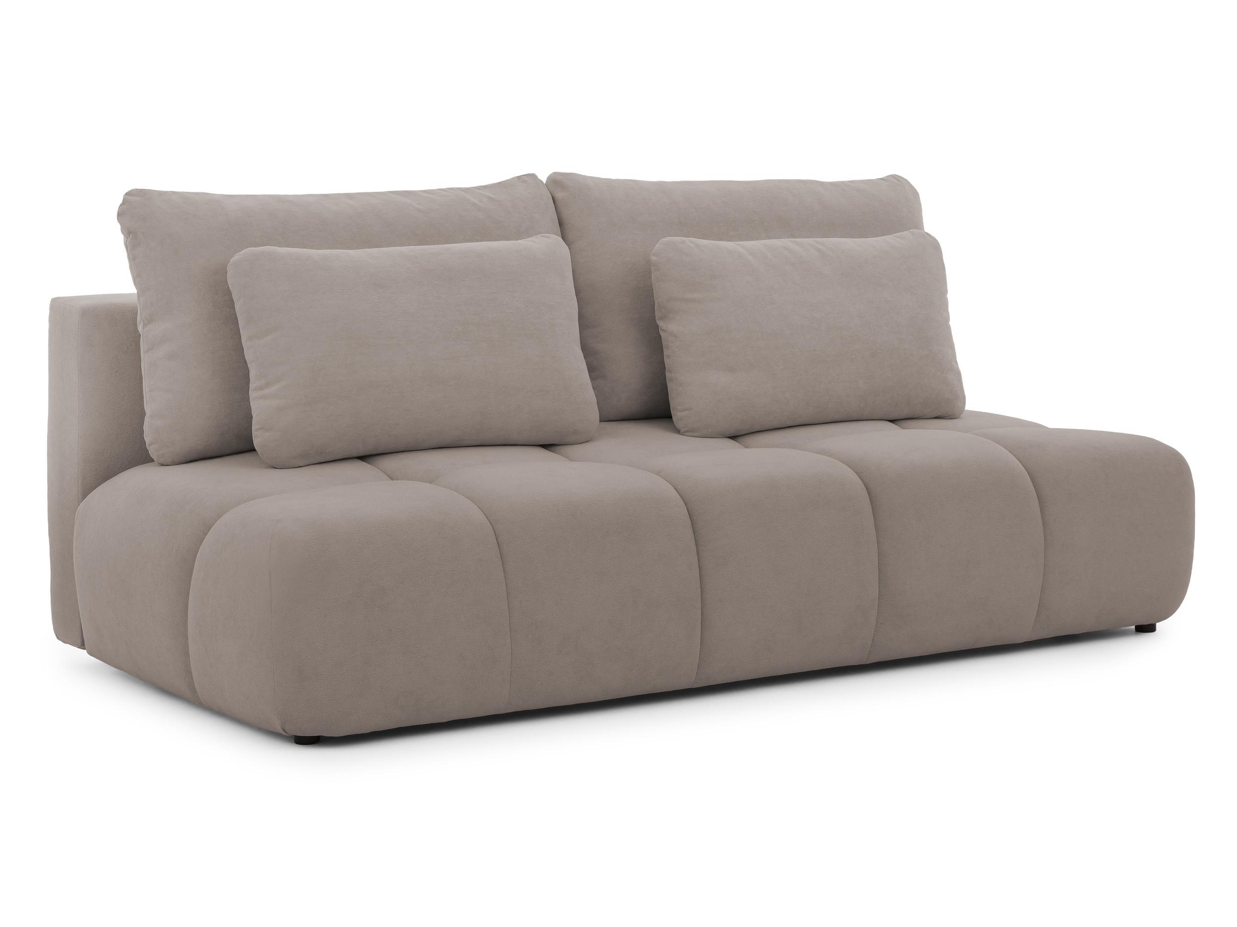 SCHLAFSOFA Belluno aus hochwertigem Taupe Plüschstoff mit Bettkasten und tiefen Steppungen in Bubble-Optik - Taupe/Schwarz, Holz/Kunststoff (205/87/105cm) - S-Style
