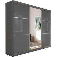 SCHWEBETÜRENSCHRANK Viva 240/216/61 graphit mit Spiegel und Schubladeneinsätze - Graphitfarben, Holzwerkstoff (240/216/61cm) - Beautysofa