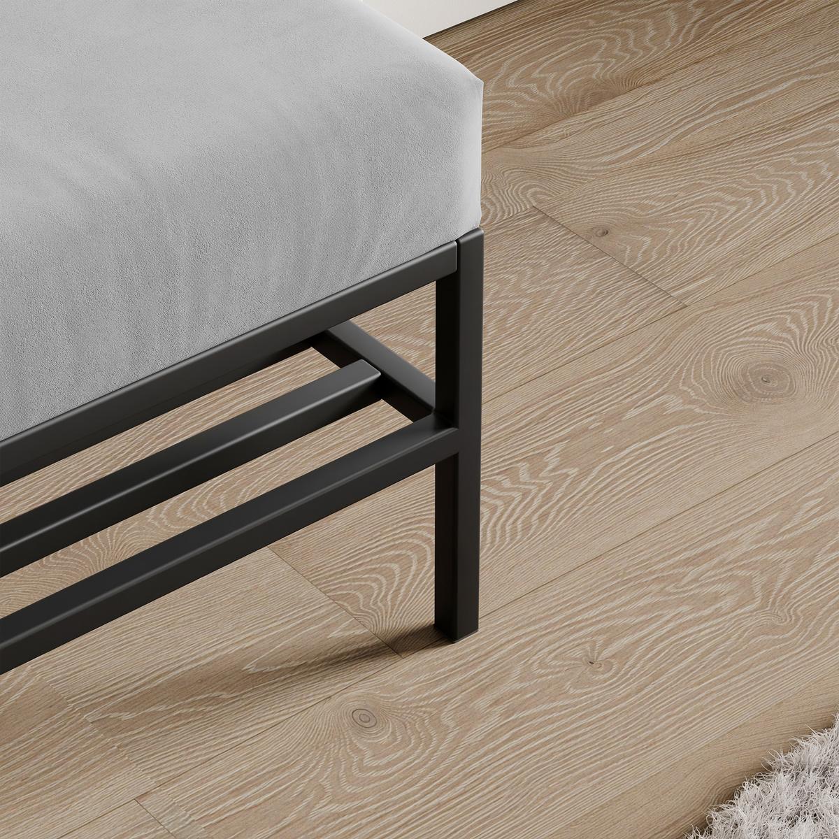 POLSTERBANK STEP 100 cm Schwarz / Grau ,Metallgestell - Grau, Textil/Metall (100/45/35cm) - Idohome