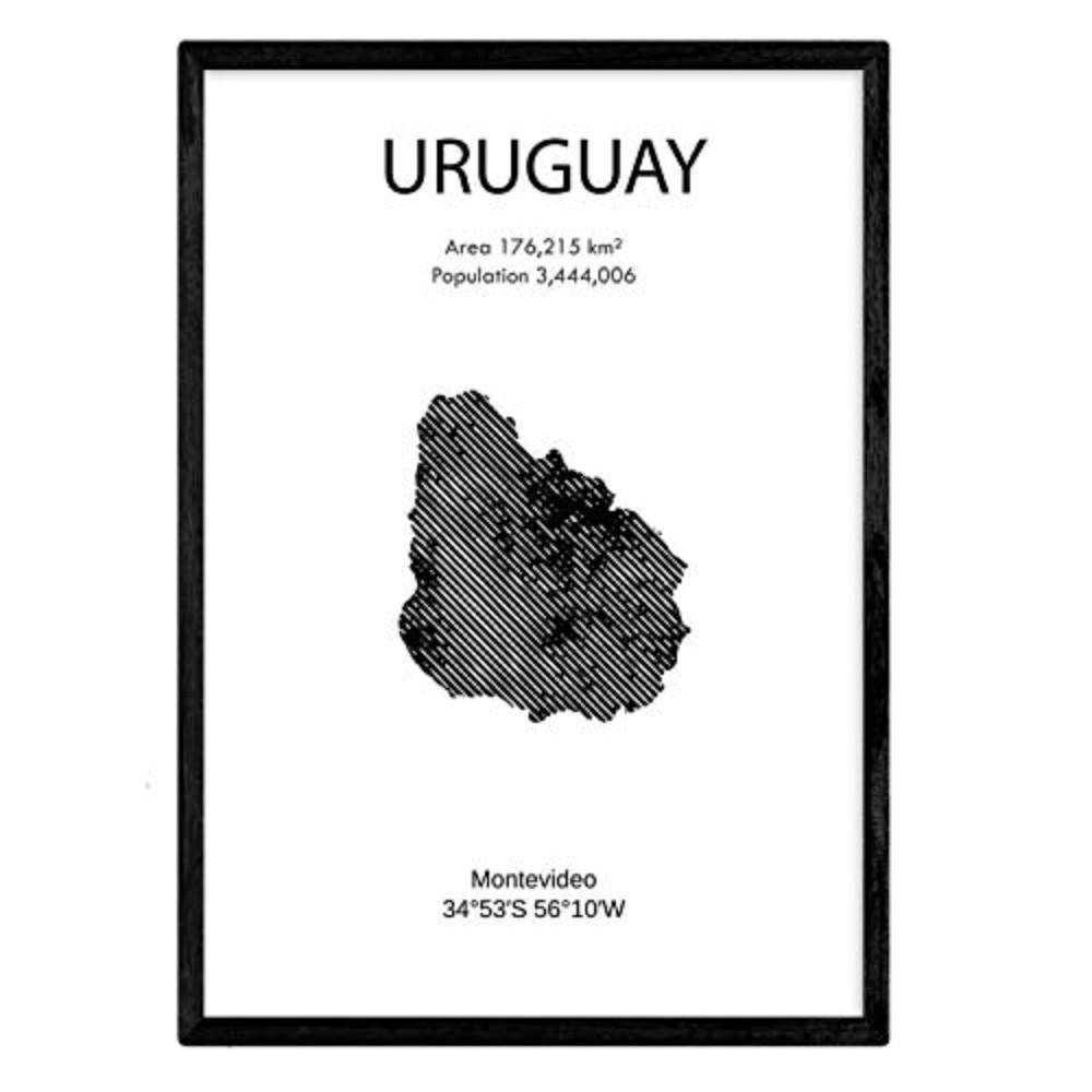 POSTER Länder & Kontinente Uruguay A4 Rahmenlos - Klar, Papier (29.7/5/21cm) - Nacnic