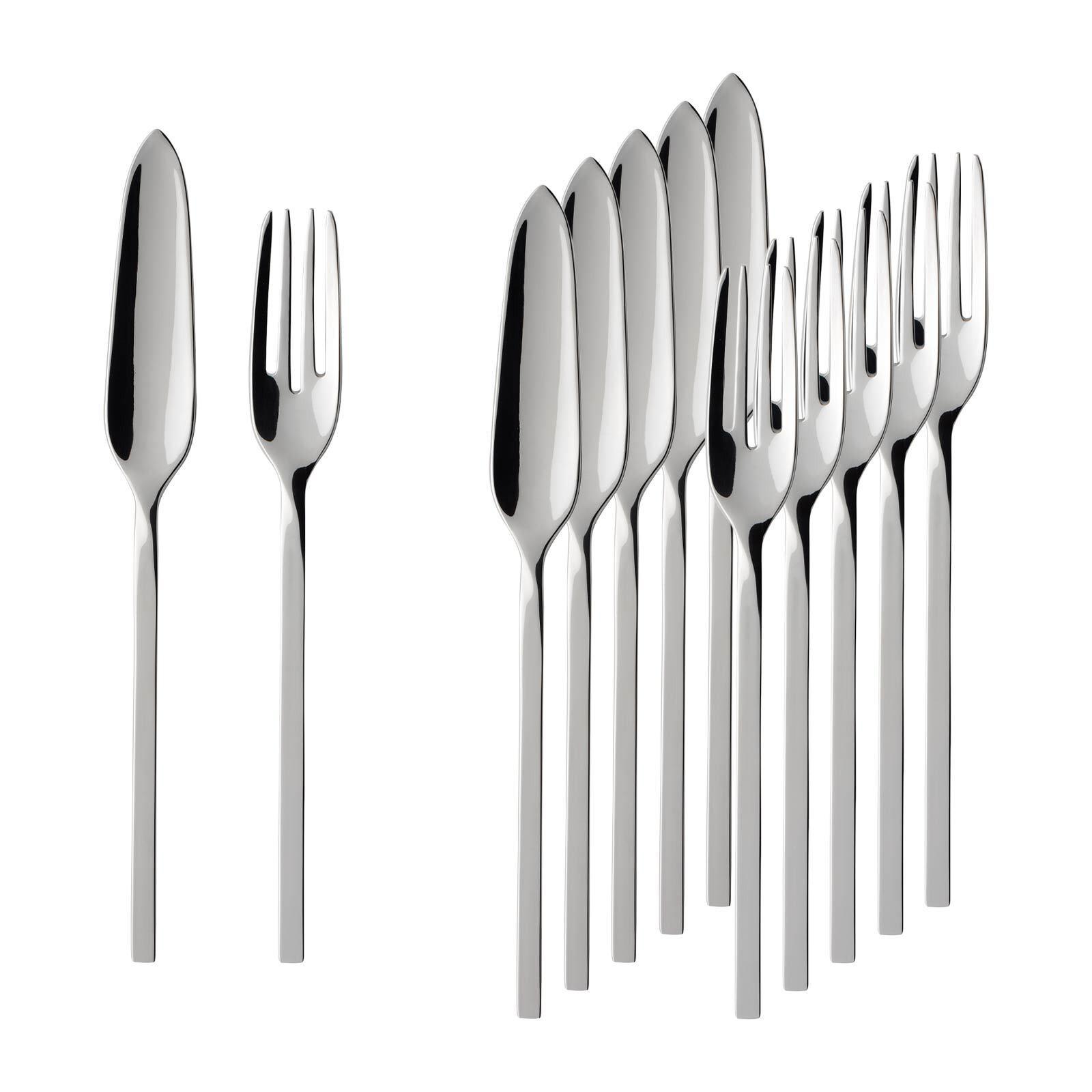 FISCHBESTECK NewWave silber 12-tlg. - Silberfarben, Metall - Villeroy & Boch