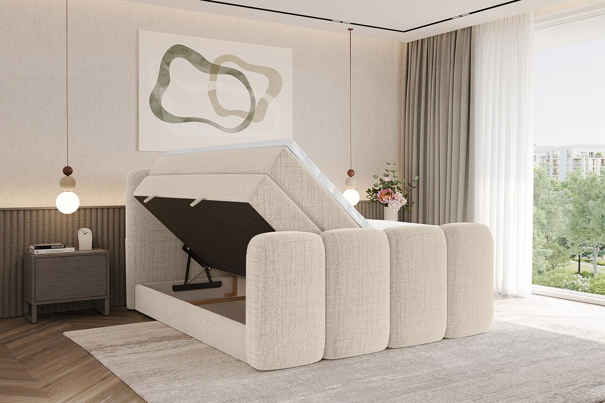 BOXBETT mit Matratze H3|H4 und Lattenrost - NINA-Z KING - 140x200 cm Aragon - Beige - Beige, Holzwerkstoff (140/200cm)
