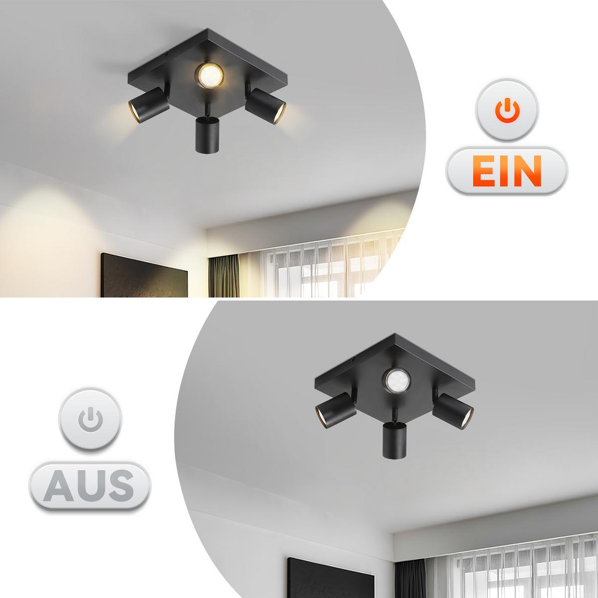 DECKENSTRAHLER Harold 4-flammig 25/25/14 cm - Schwarz, Metall (25/25/14cm) - Nettlife