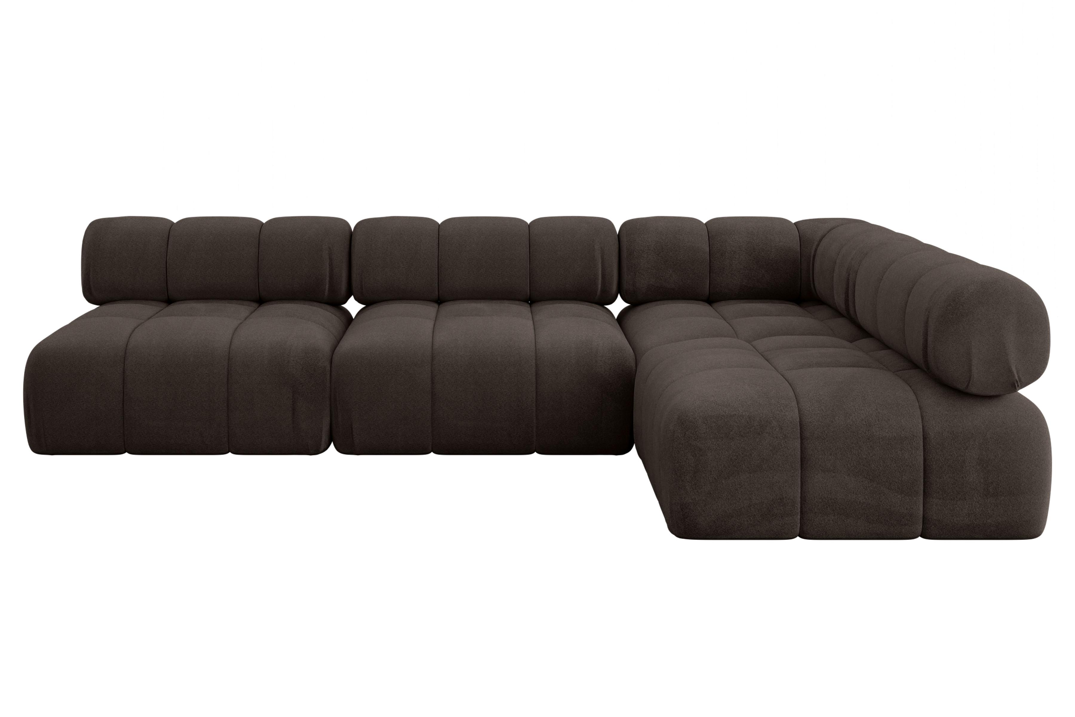 ECKSOFA modulares Sofa Samaro-L2 - 285x190x70 cm Braun Velours - Braun, Holzwerkstoff/Textil (285/190cm) - ALTDECOR