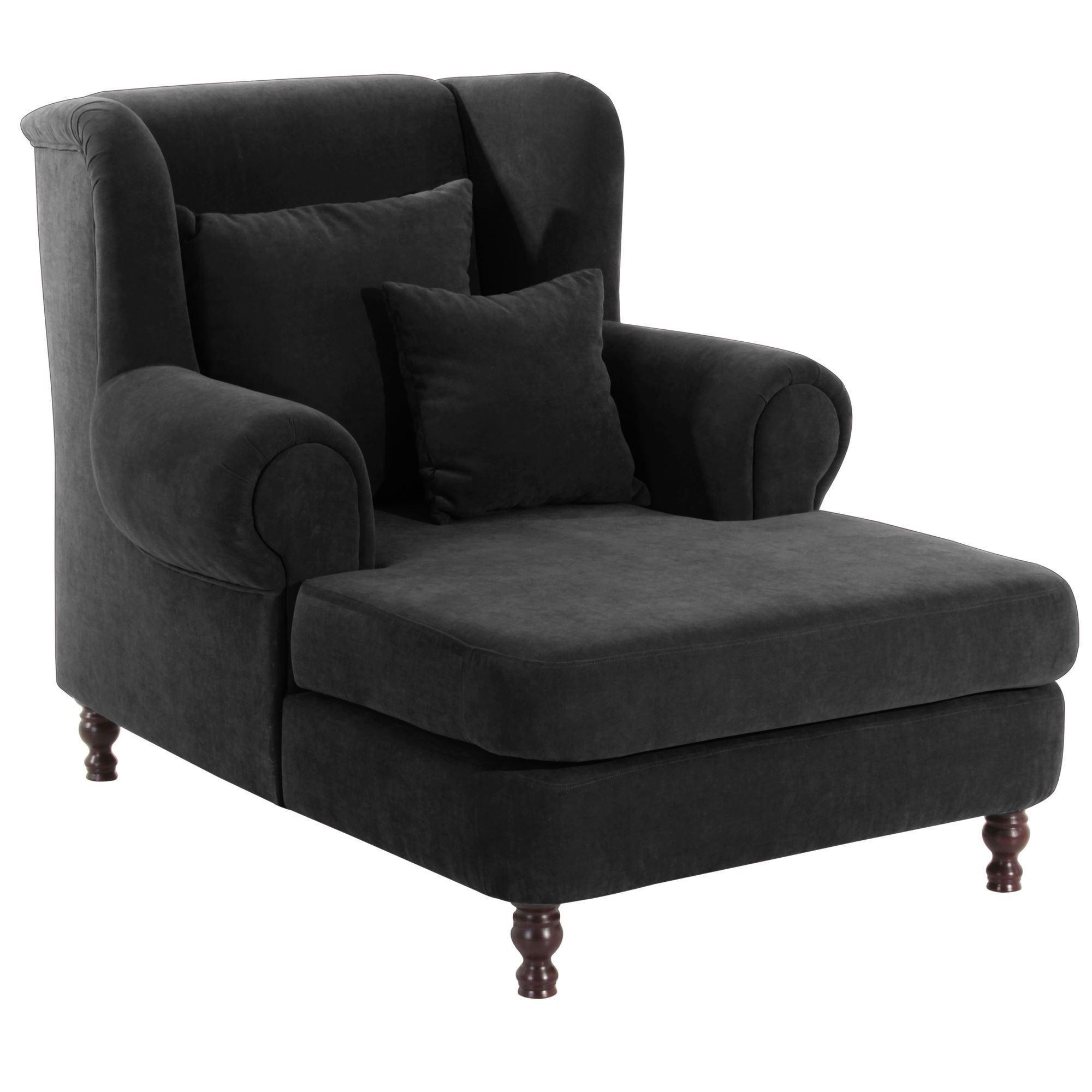 SESSEL XXL Karley Bezug Veloursstoff Buche nussbaum dunkel / schwarz - Schwarz, Kunststoff (103/103/149cm) - 58aufmkessel