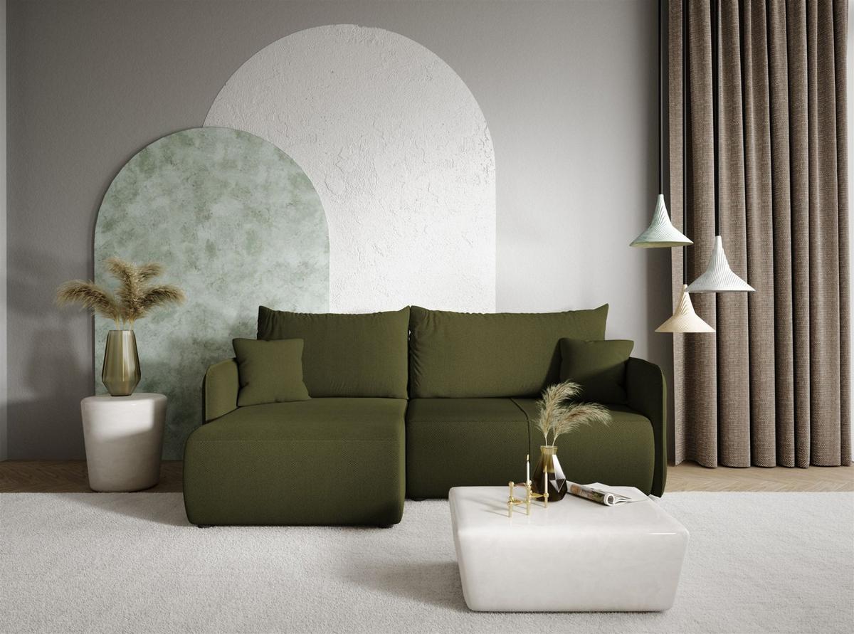 ECKSOFA Calgary - Grün, Holzwerkstoff/Textil (207/148cm) - Fun Möbel