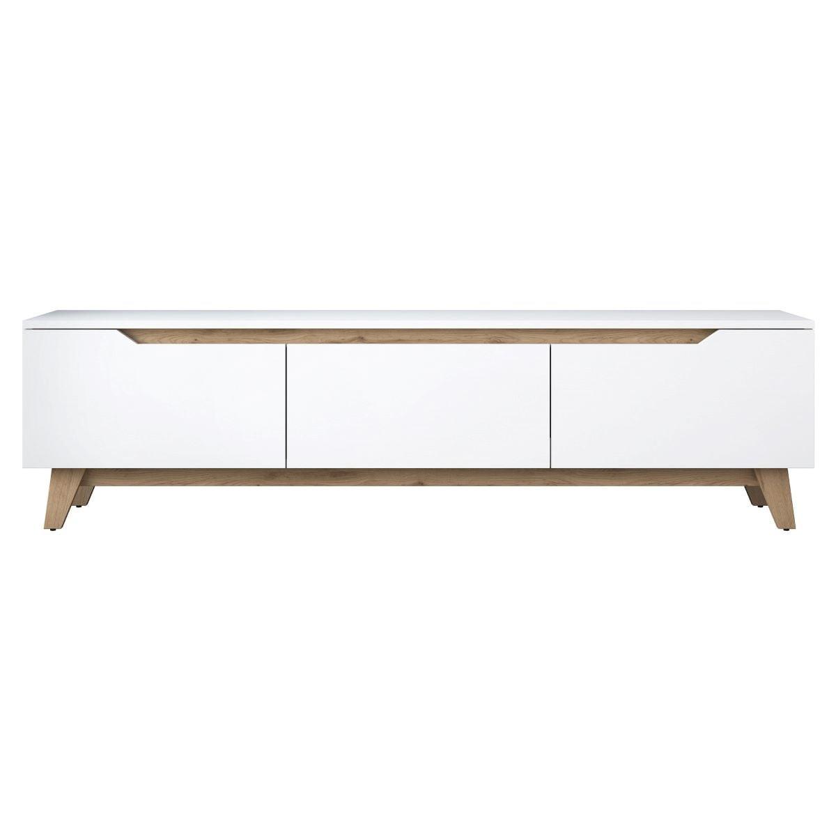 TV-MÖBEL mit 3 Türen weiß - L180 cm - Weiß, Holzwerkstoff (35/48.6/12.5cm) - Calicosy
