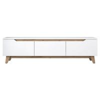 TV-MÖBEL mit 3 Türen weiß - L180 cm - Weiß, Holzwerkstoff (35/48.6/12.5cm) - Calicosy