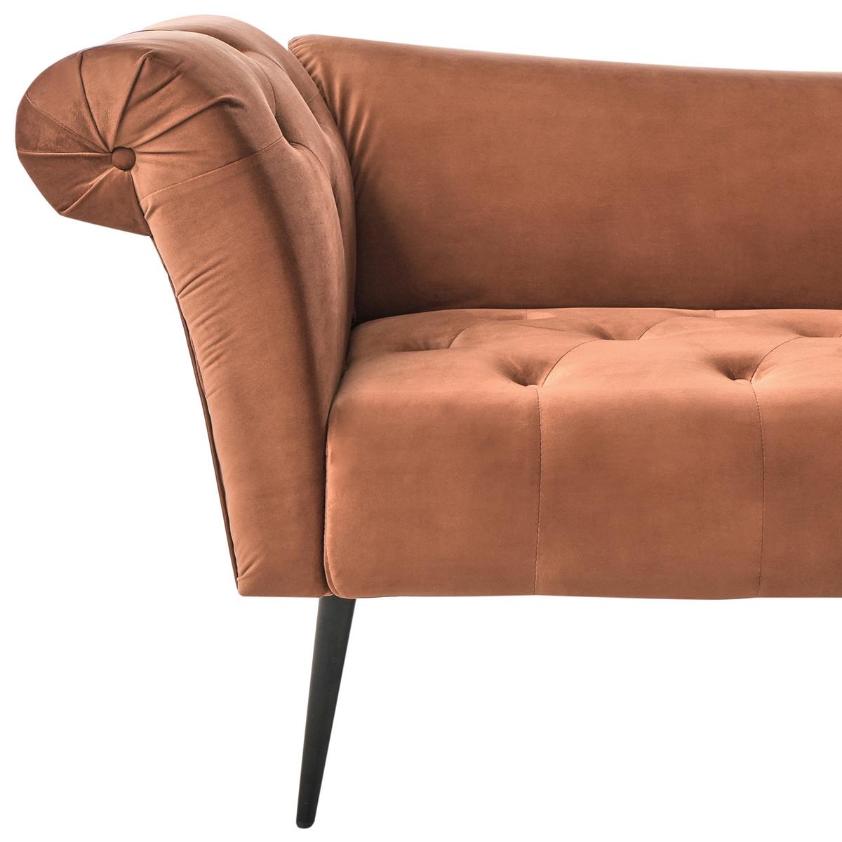 CHAISELONGUE Samtstoff Goldbraun Nantilly - Goldfarben/Schwarz, Textil (175/76/69cm) - Beliani