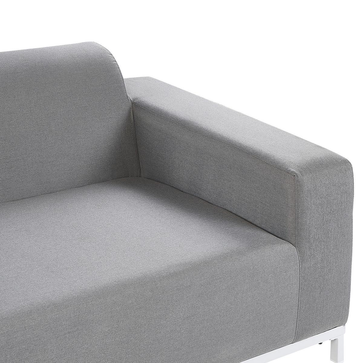 GARTENSOFA 3-Sitzer grau/weisses Gestell Rovigo - Weiß/Grau, Textil (182/66/84cm) - Beliani