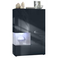 VITRINE Morena Einsatz in Beton Oxid Optik - Hellgrau, Holzwerkstoff (91.5/136.5/37cm) - Vladon