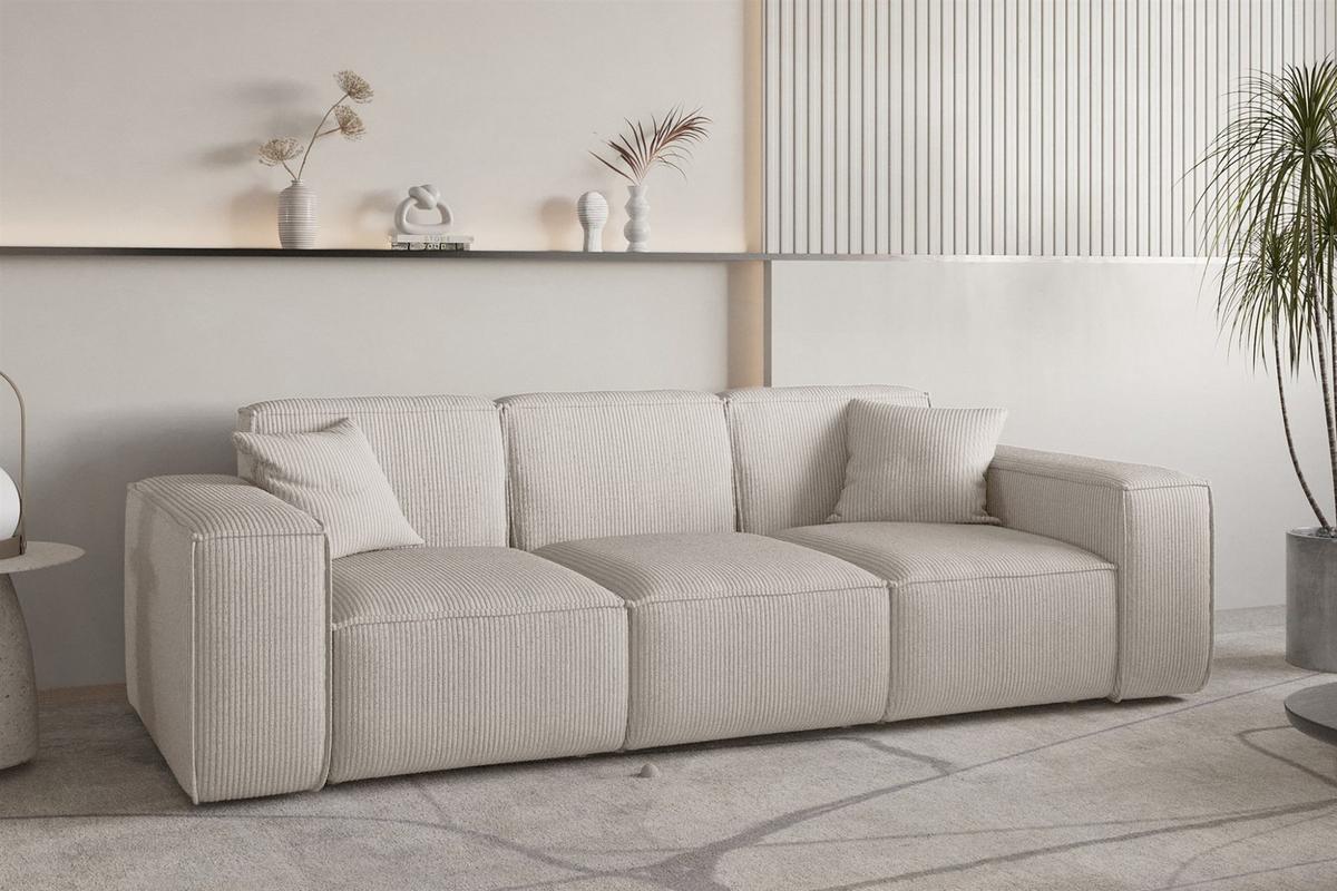 SOFASET Celes Premium 3-1-1 Stoff Scala - Beige, Holzwerkstoff/Textil (225/73/88cm) - Fun Möbel
