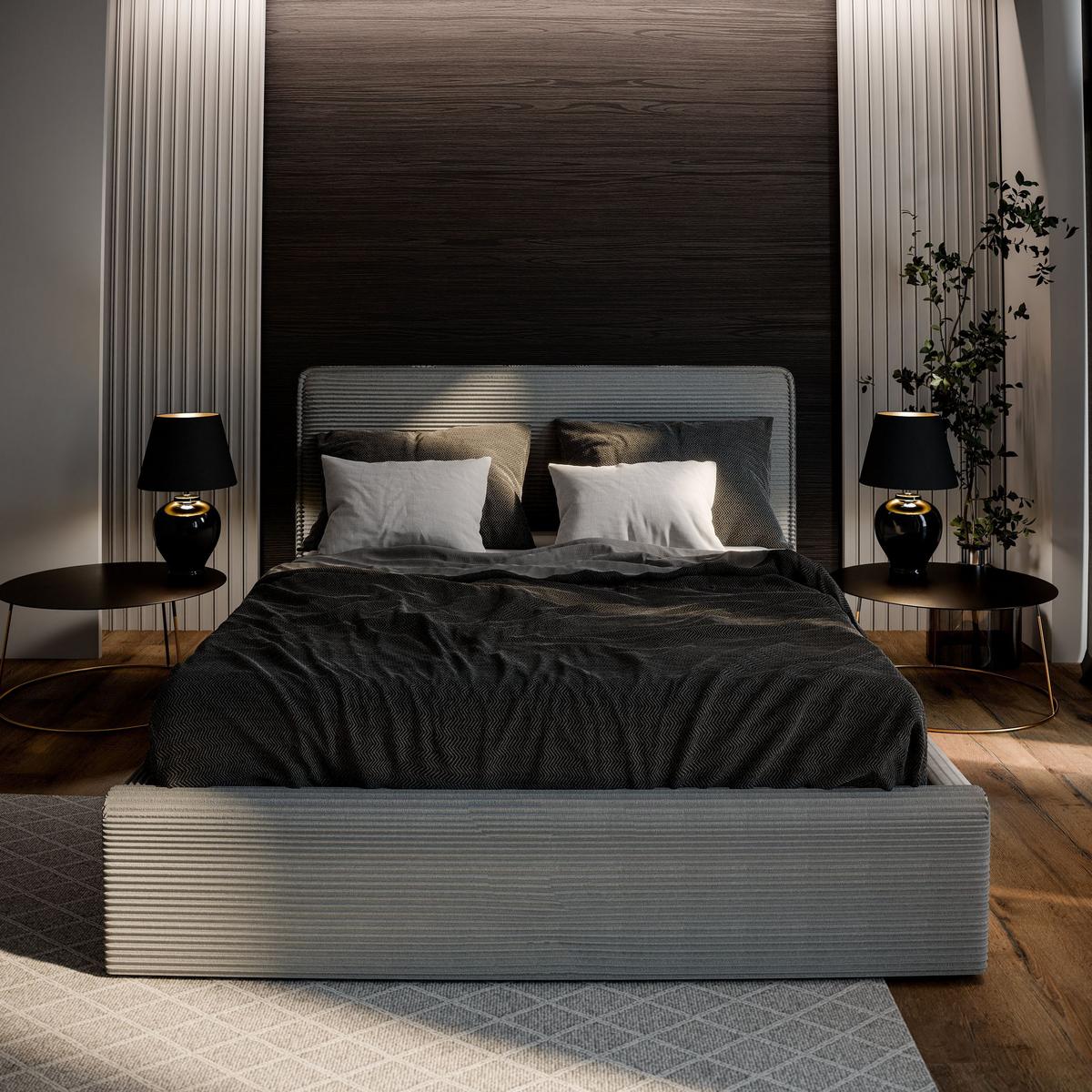 POLSTERBETT PARMA 200x200 cm mit Bettkästen - Gelb - Gelb, Holz/Textil - MASSENO