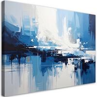 BILD auf Leinwand, Blaue texturierte moderne Abstrakt - Blau, Textil (30/20cm) - Feeby