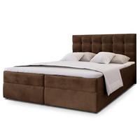 BOXBETT GLOS K 160x200 cm mit Matratze und Topper, H2+H3 - Braun - Braun, Holz (160/200cm) - MASSENO
