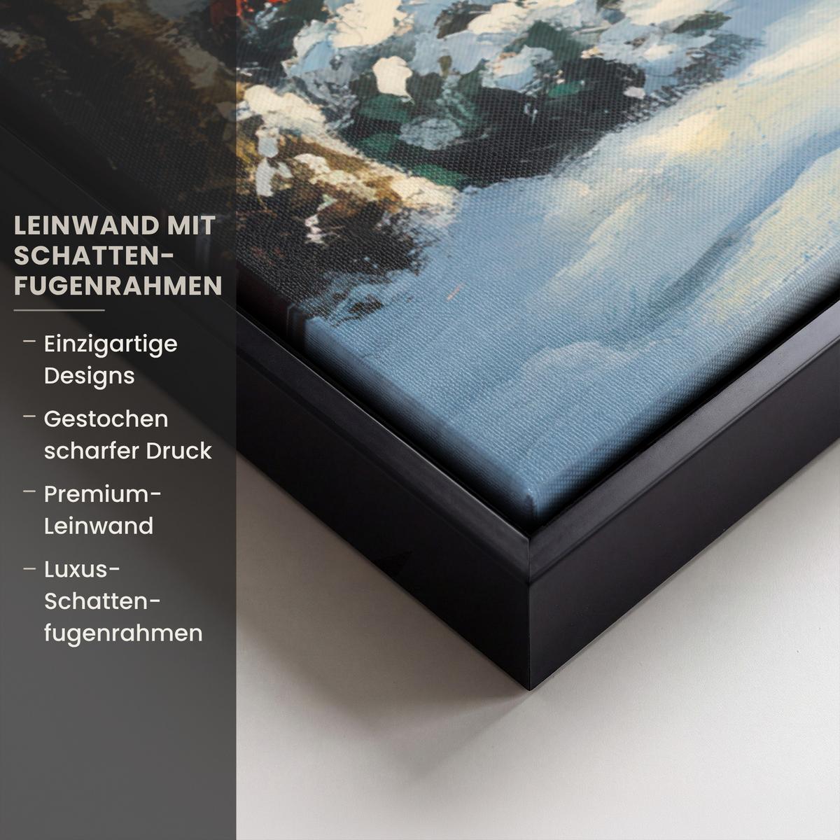 LEINWAND Bilder mit Rahmen - Weihnachten - Weihnachtsbaum - Winter - Zuhause - Schnee - 50x50 - Smaragdgrün, Textil (50/50cm) - MuchoWow