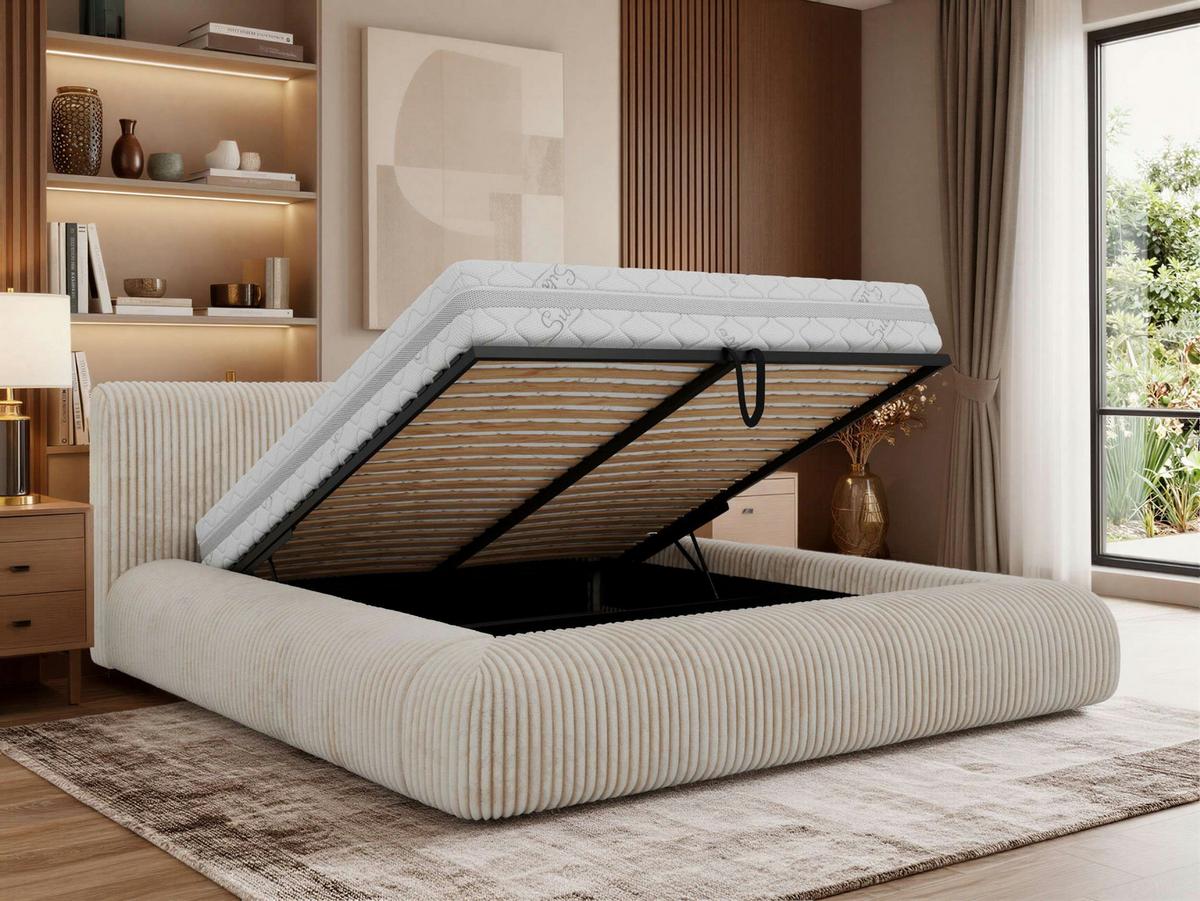 POLSTERBETT TILBEA CLASSIC 140/200 - Beige Cordstoff - ohne Matratze - Beige, Textil (140/200cm) - MKS