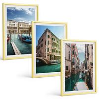 BILDER SET 3er Set - 40x60 cm Goldrahmen - Architektur der Kanäle von Venedig - Goldfarben, Kunststoff (40/60cm) - TULUP