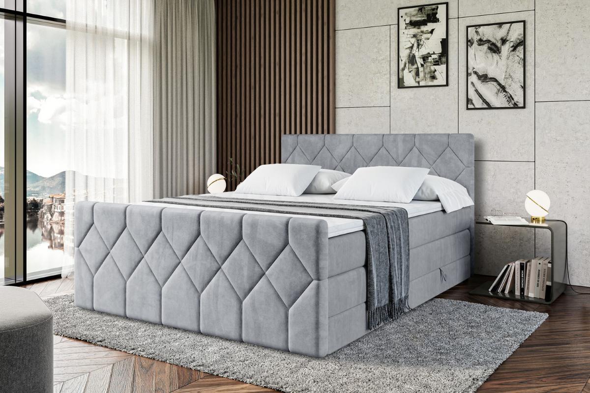 BOXSPRINGBETT CATOR-Z KING - 140x200 - H3/H4 - Grau - Grau, Holzwerkstoff (140/200cm) - ALTDECOR