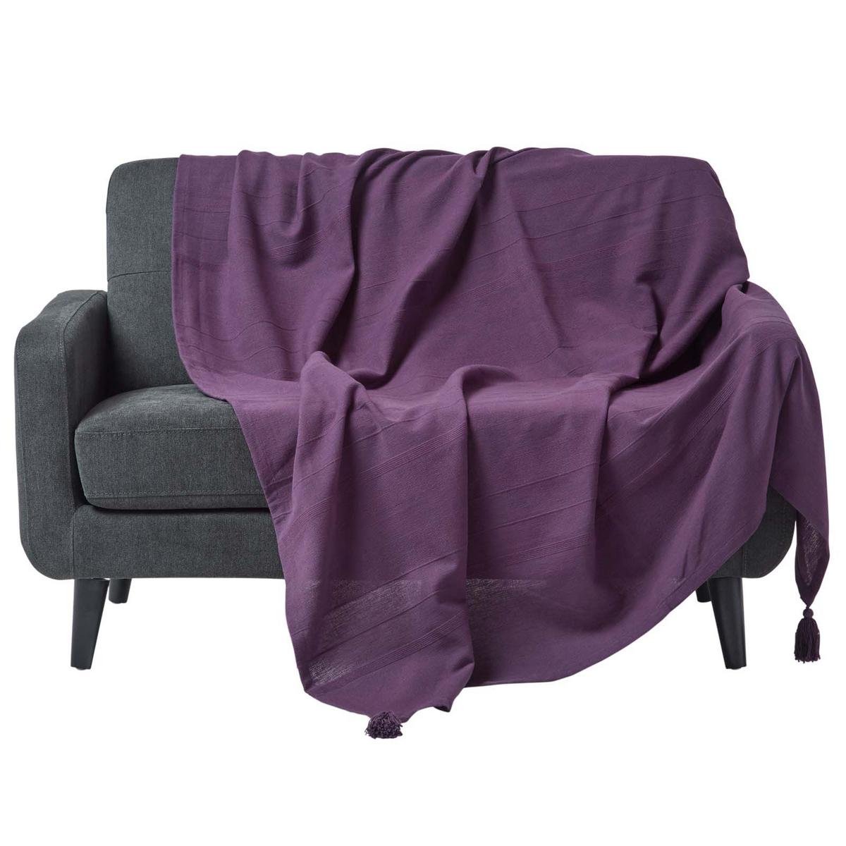 WOHNDECKE Rajput 150/200 cm, 100% Baumwolle - Lila, Textil (150/200cm) - Homescapes