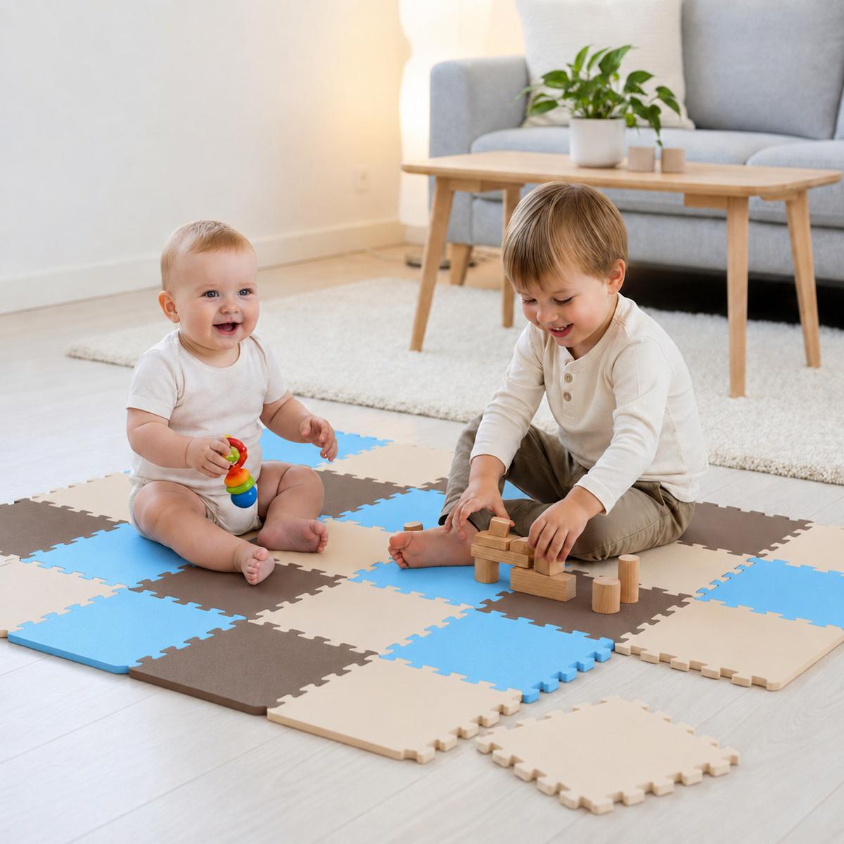 SPIELMATTE ab Null - 270/90 cm Puzzlematte Beige - Multicolor, Kunststoff (30/30cm) - Littletom