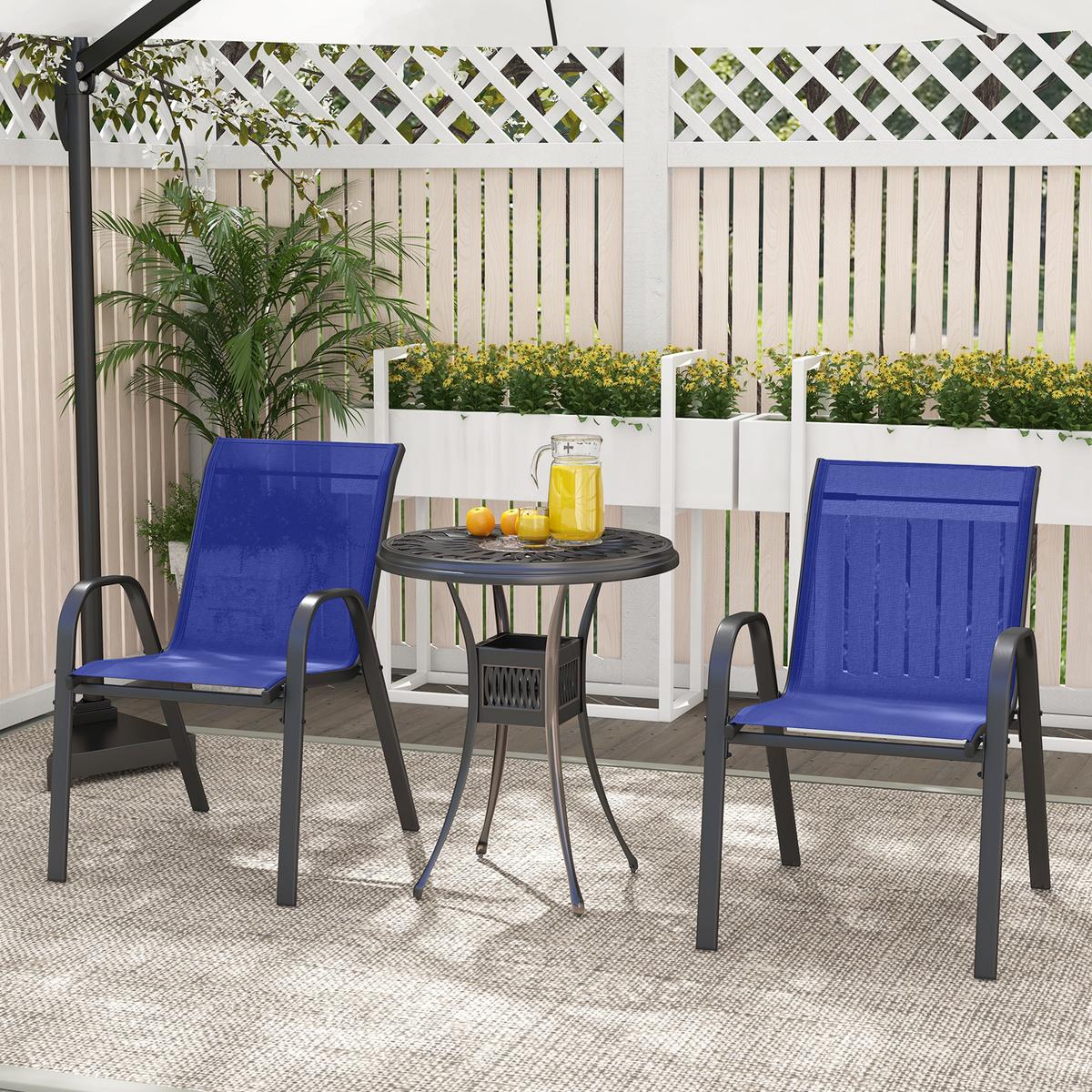 GARTENSTÜHLE Blau(2er-Set) - Blau, Metall (70/84/56cm) - COSTWAY