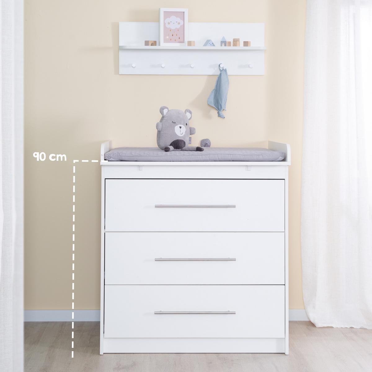 WICKELKOMMODE Maren - Weiß, Holzwerkstoff/Metall (88.5/98/75cm) - Roba