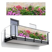 BALKON-SICHTSCHUTZ Blumen - Pflanzen - Blätter - Steine Windschutz 300x100 cm - Pink, Kunststoff (300/100cm) - MuchoWow