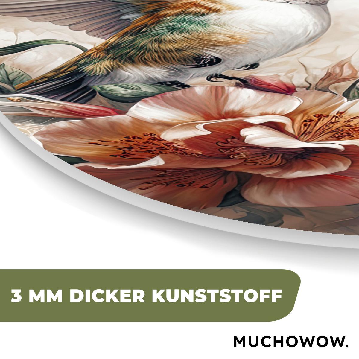 WANDBILD Kolibri - Vögel - Blumen - Natur Deko Groß 80x120 cm - Altrosa, Kunststoff (80/120cm) - MuchoWow