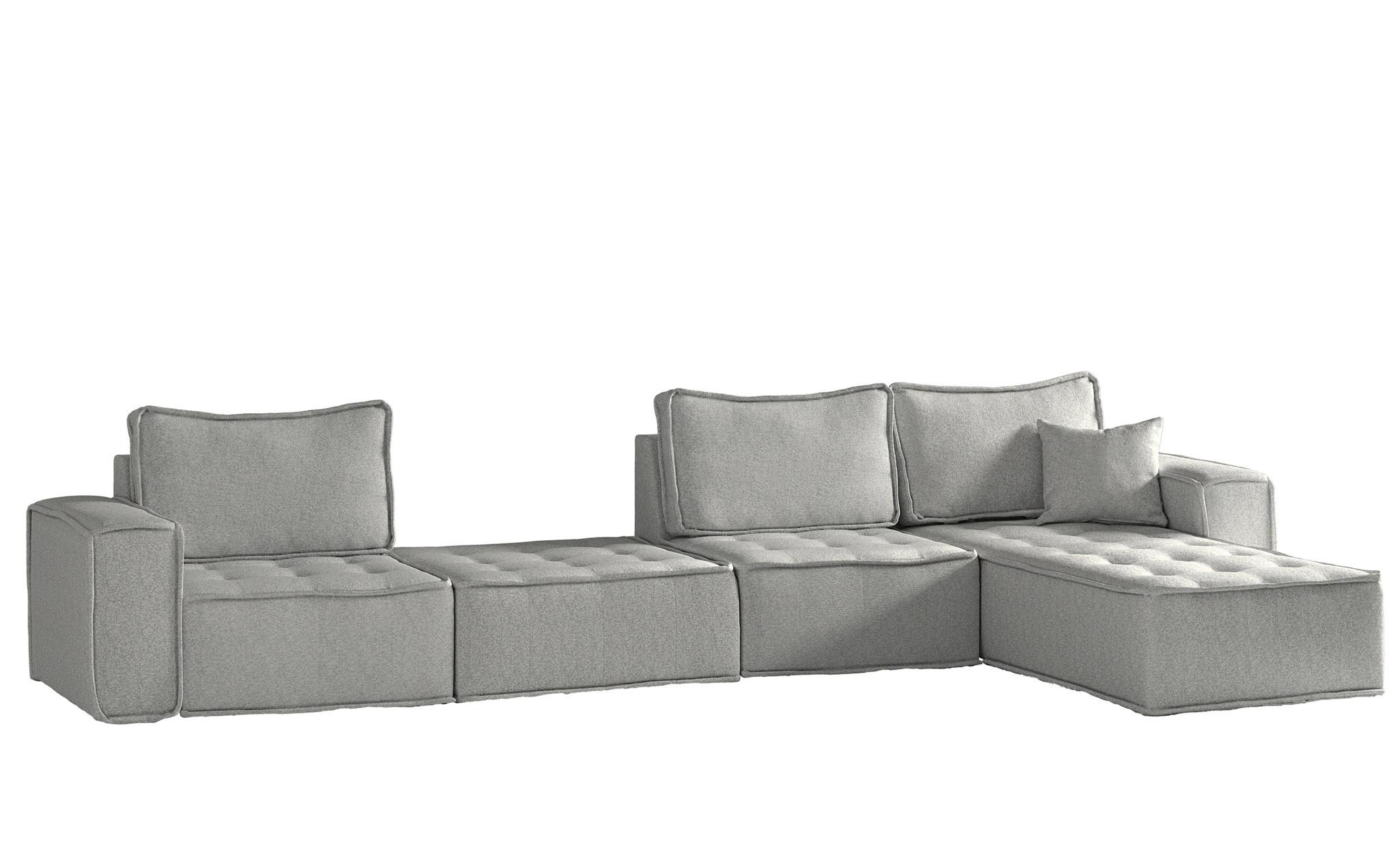 ECKSOFA Sande Xl In Alpine - Hellgrau, Holzwerkstoff/Textil (372/192cm) - Fun Möbel