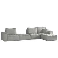 ECKSOFA Sande Xl In Alpine - Hellgrau, Holzwerkstoff/Textil (372/192cm) - Fun Möbel