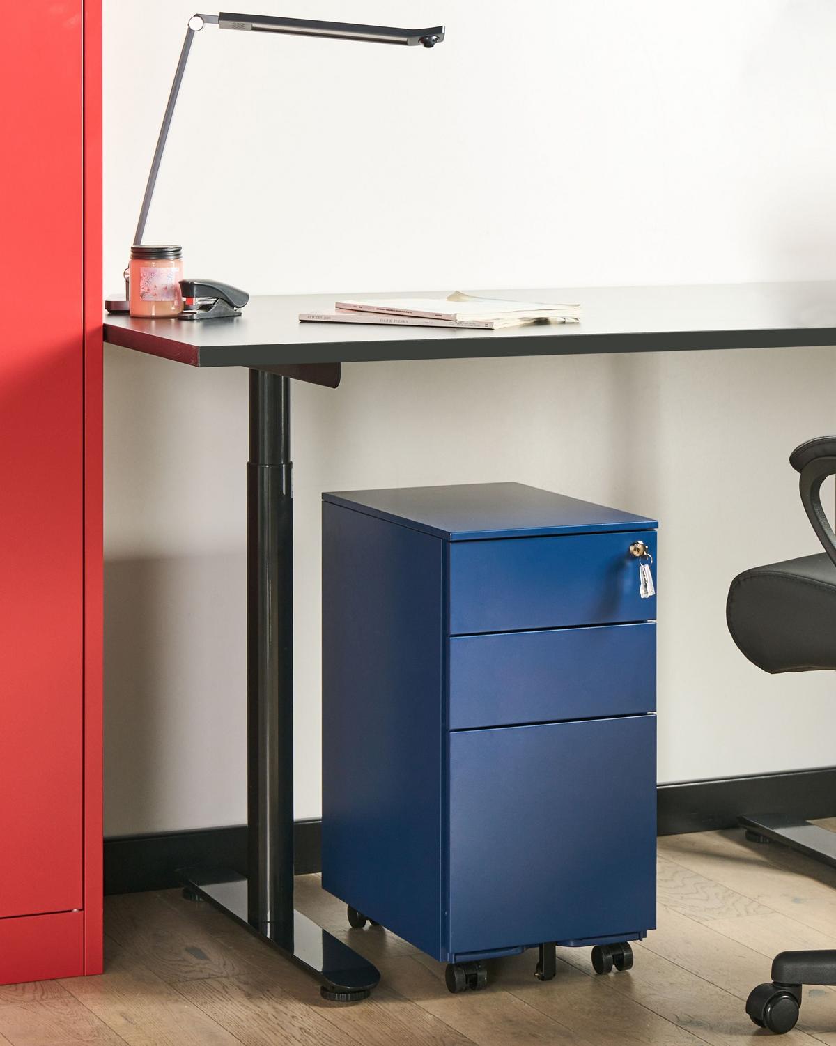BÜROSCHRANK Metall Blau Bolsena - Blau, Metall (30/60/45cm) - Beliani