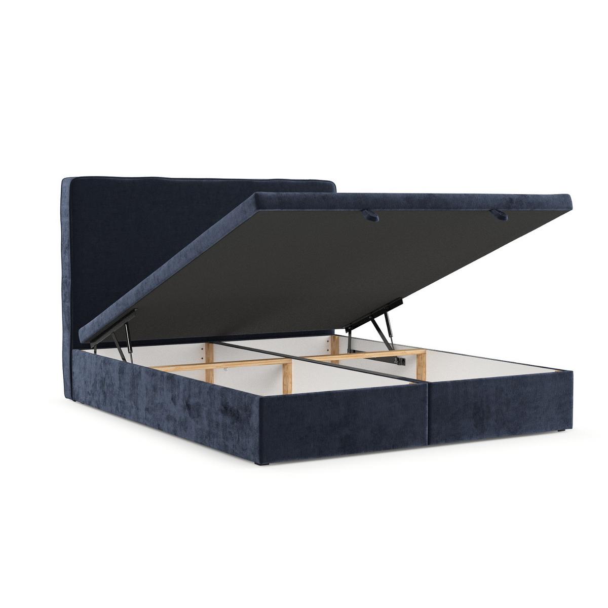 POLSTERBETT Hush mit Stauraum 200/200 cm Marineblau im Lotta Stoff - Schwarz/Dunkelblau, Holz/Holzwerkstoff (200/200cm) - AltaBeds
