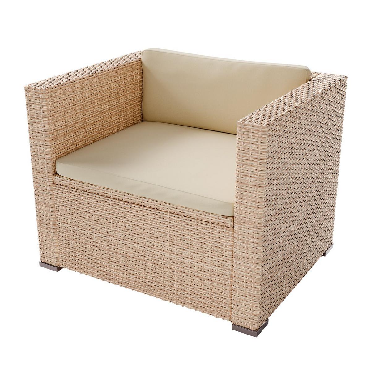 LOUNGEGARNITUR Punta Cana 4-tlg. - Beige/Creme, Kunststoff/Metall - Juskys