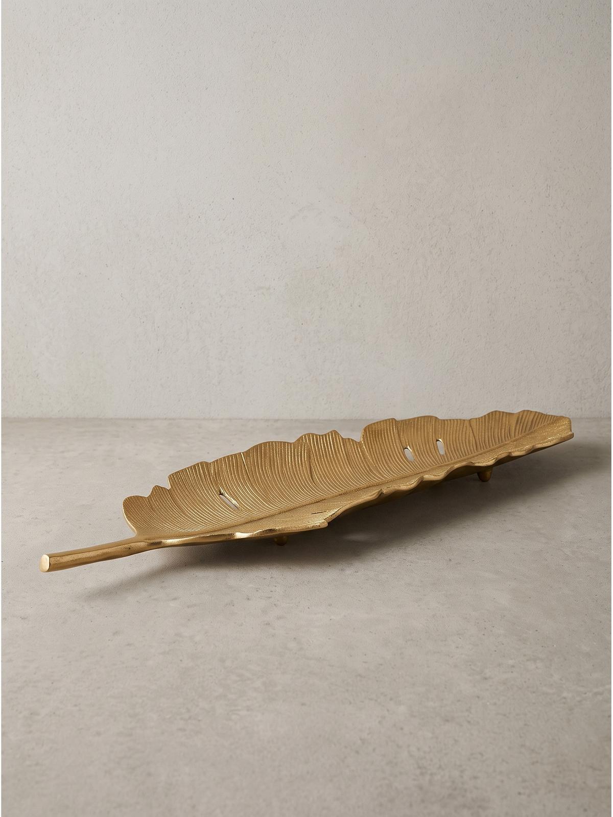 DEKOSCHALE SUBIACO, Aluminium, handgefertigt, Gold, 80 x 26 x 5 cm - Goldfarben, Metall (5cm) - KADIMA DESIGN