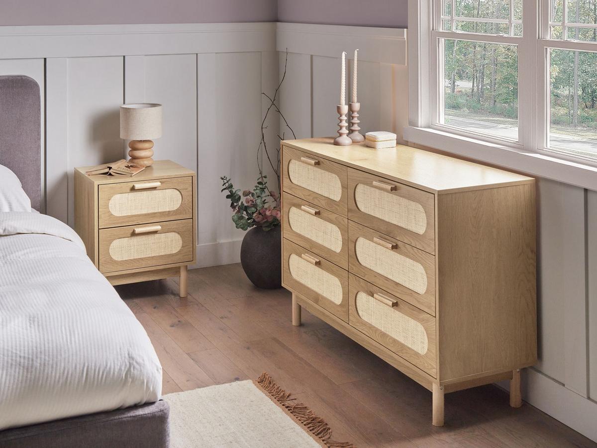 KOMMODE mit 6 Schubladen Hellbraun Costello - Hellbraun, Holzwerkstoff (120/78/40cm) - Beliani